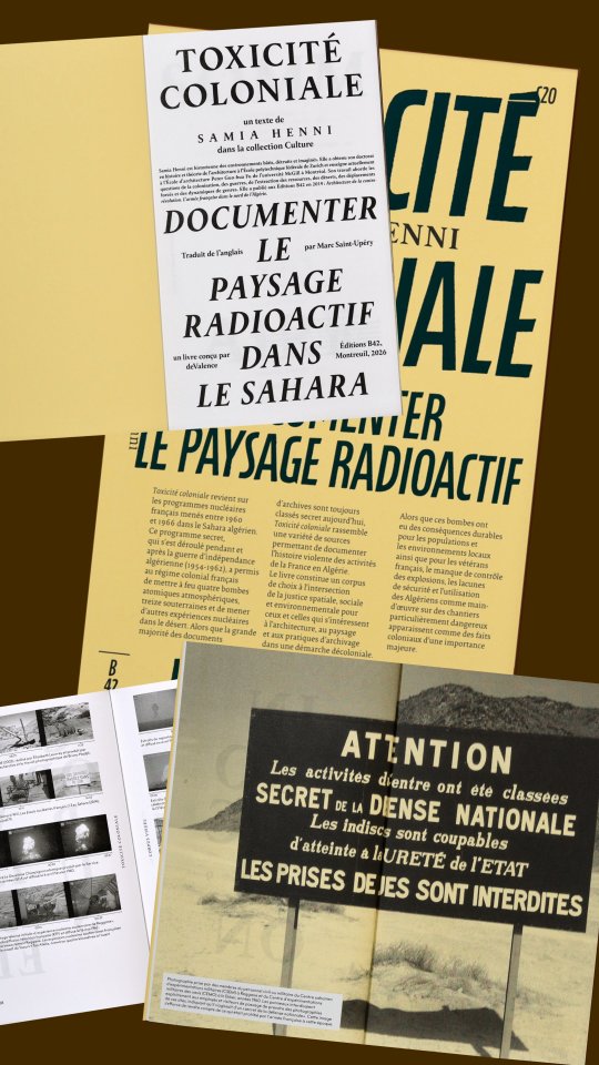 [CONFÉRENCE] «Toxicité coloniale : Documenter le paysage radioactif dans le Sahara.» -  Rencontre avec Samia Henni
.
Dans le cadre du cycle « Quand les villes se souviennent : paysages urbains et colonialité », l’École des Arts Décoratifs – PSL accueille le 4 mars l’historienne et conceptrice d’expositions Samia Henni pour une rencontre à l’occasion de la sortie de son livre Toxicité coloniale : Documenter le paysage radioactif dans le Sahara (à paraître aux Éditions B42 @editionsb42, en vente sur place).

Ses recherches reviennent sur le programme d’essais nucléaires français (1960–1966) mené dans le Sahara algérien et interrogent les mémoires nucléaires, les paysages marqués par la violence coloniale et les enjeux contemporains de justice spatiale, sociale et environnementale.
.
Le cycle, conçu par Annabela Tournon Zubieta @annabela_tz , historienne de l’art, enseignante en études décoloniales,  Justinien Tribillon @justi , chercheur en urbanisme, écrivain et Stéphanie Dadour, chercheuse et maitresse de conférence à @ecolearchiparismalaquais , croise art, design, architecture et études postcoloniales pour interroger nos environnements — notamment urbains — au prisme des études postcoloniales : histoires, mémoires, récits et réparations
.
Inscription via le site de l’École : https://my.weezevent.com/rencontre-avec-samia-henni
Livre en vente : https://editions-b42.com/produit/toxicite-coloniale/

🗓 4 mars 2026 · 18h30–20h30
📌 Amphi Rodin, École des Arts Décoratifs – PSL (31 rue d’Ulm, Paris 5e)